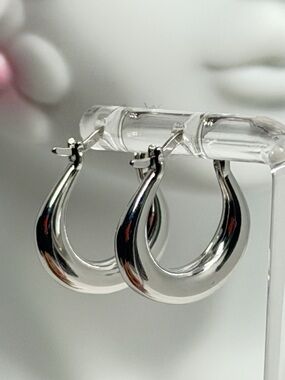 925 Sterling Silver stamped, Hoop Earrings - Women Accessories